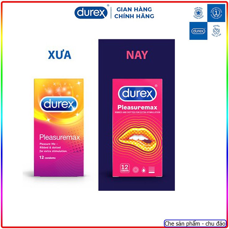 Bao cao su gai Durex Pleasuremax 12pcs. hỗ trợ quan hệ.