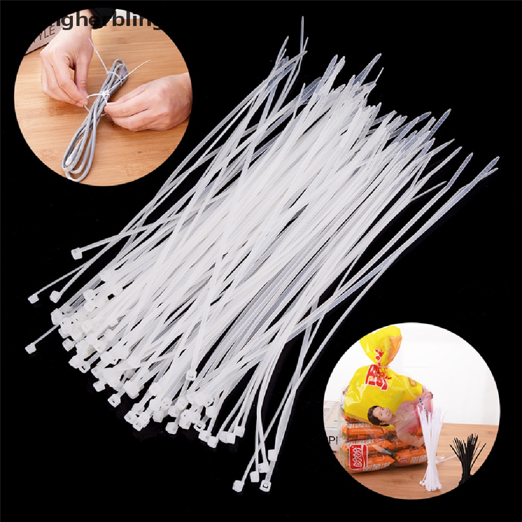 Bộ 100 dây rút tự khóa cáp nylon màu trắng đen