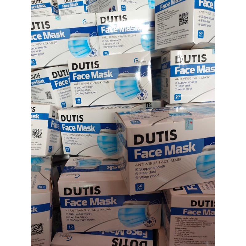 Khẩu trang yte hộp 50 cái kháng khuẩn 4 lớp cao cấp Dutis Face Mask  - Giấy chứng nhận đầy đủ