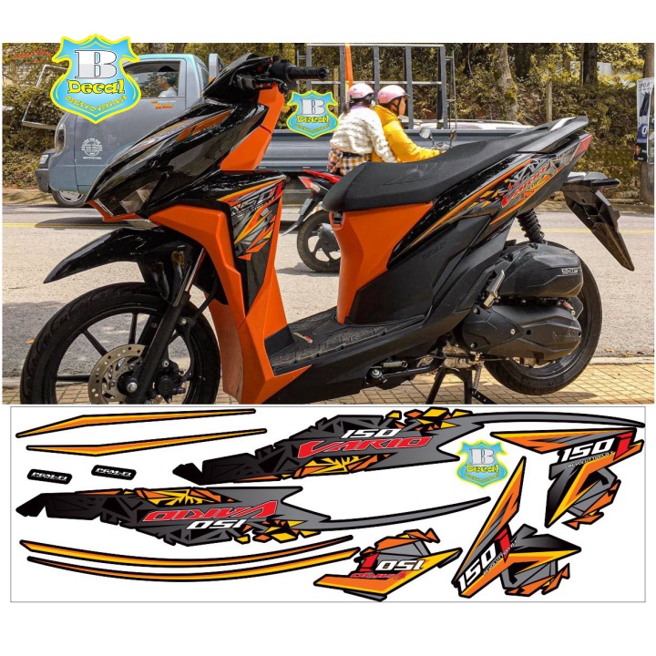 ( Quí khách vui lòng mang ra tiệm cho thợ dán ) Tem vario 150 cam đen rice decal
