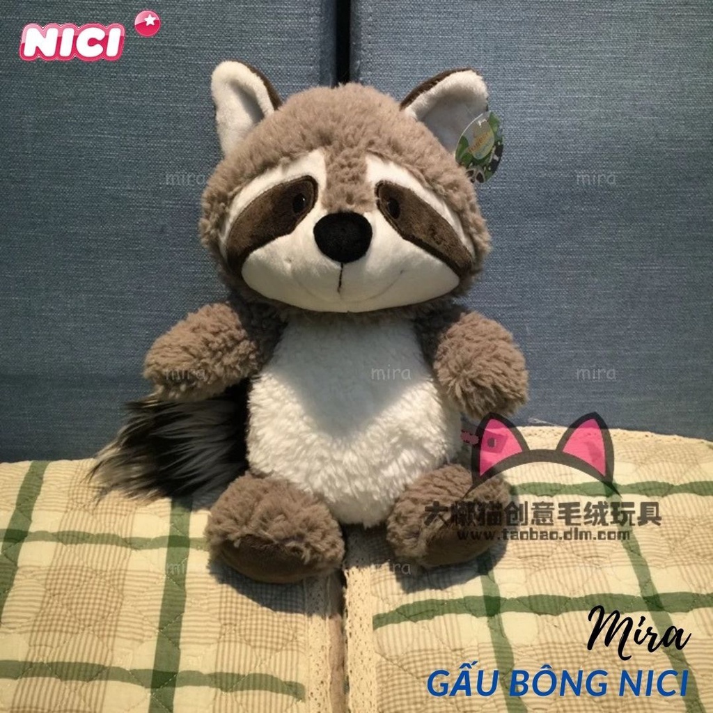 Gấu Bông Gấu Mèo Hãng Nici, Búp Bê Thú Nhồi Bông Thương hiệu NICI Quà Sinh Nhật MIRA-GB28015