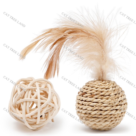 ĐỒ CHƠI CHÓ MÈO GẶM GIẢM NGỨA RĂNG, CÀO MÓNG - 2 BÓNG CÓI ĐAN THỪNG, BÓNG ĐAN MÂY