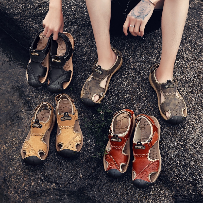 Sandals Da Bò Đi Biển Chống Nước Thoải Mái Cho Nam