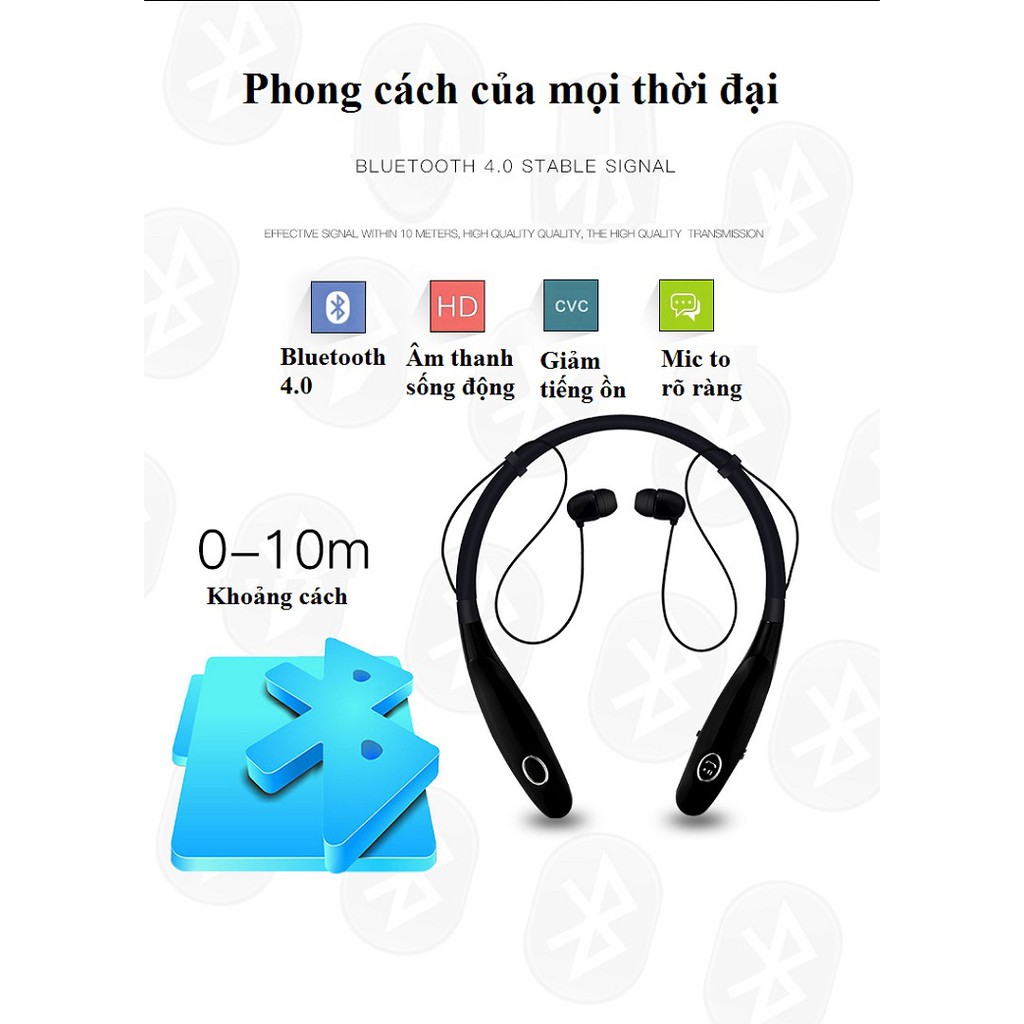 Tai Nghe Nhét Tai ❤️FREESHIP❤️ Tai Nghe Thể Thao Không Dây - Tai Nghe Treo Cổ HBS900S  Phong Cách Cá Tính Năng Động