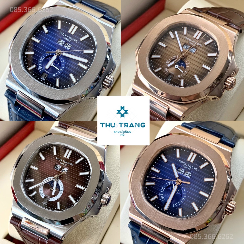 Đồng Hồ Nam PT Philip Cơ Automatic Nhật, Mặt Saphire 41-42mm vuông trơn 4 MÀU nổi bật, Chống Nước 5ATM