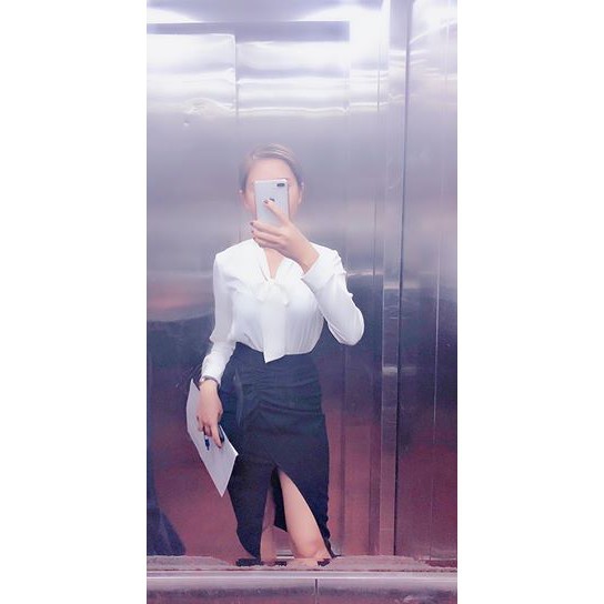 Áo Tay Dài Nữ 💖𝑭𝒓𝒆𝒆𝒔𝒉𝒊𝒑💖 Áo Sơ Mi Thắt Nơ Vải Lụa Form Suông | BigBuy360 - bigbuy360.vn