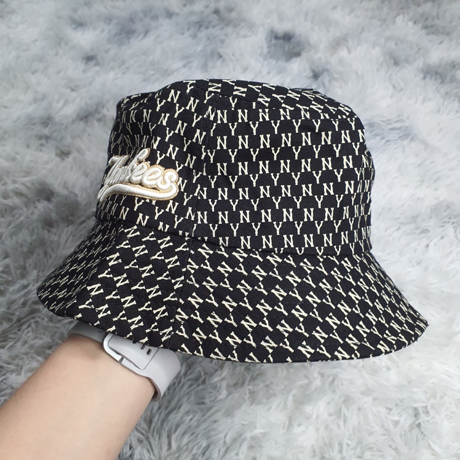 Mũ Nón Bucket MLB NY Đen Yankees Monogram Full Tag Code