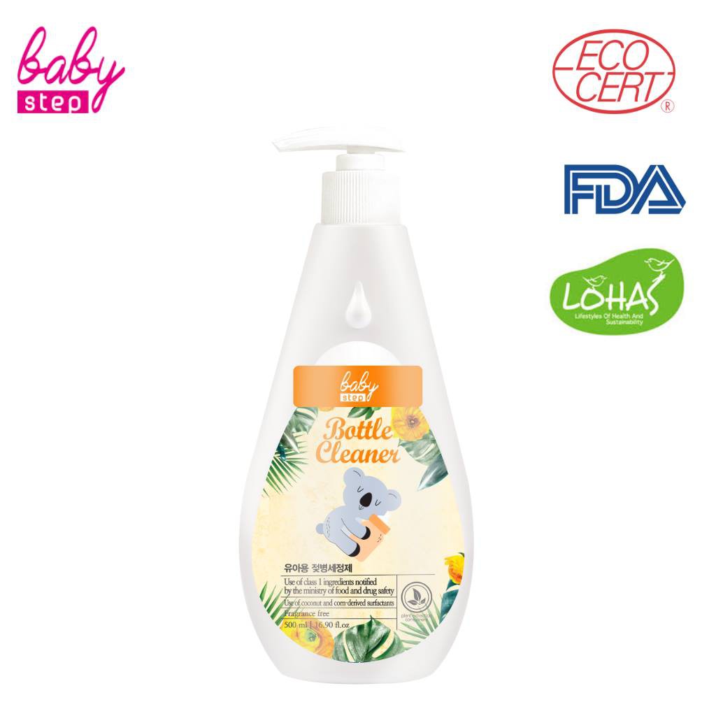 Nước rửa bình sữa và rau củ hữu cơ cao cấp Baby Step 500ml - Made in Korea