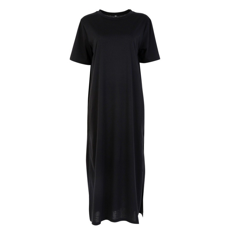 FREESHIP ĐƠN 99K_ Đầm thun tay ngắn form suông dài phối xẻ tà cá tính cho nữ | BigBuy360 - bigbuy360.vn