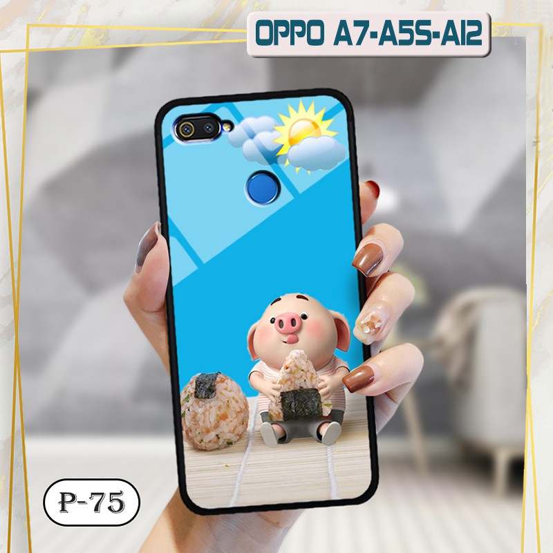 Ốp lưng kính 3D OPPO A5s/ A7- hình cute