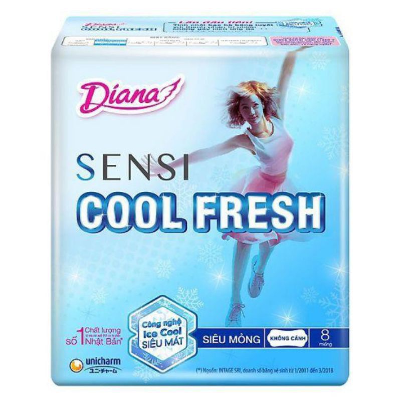 BĂNG VỆ SINH DIANA SENSI COOL FRESH SIÊU MỎNG 8MIẾNG