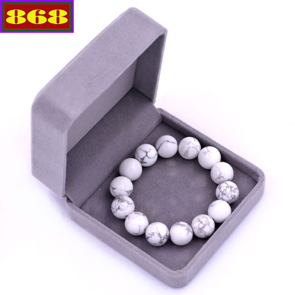 Vòng chuỗi đeo tay đá howlite 14 ly 14 hạt - Chuỗi tay phong thủy