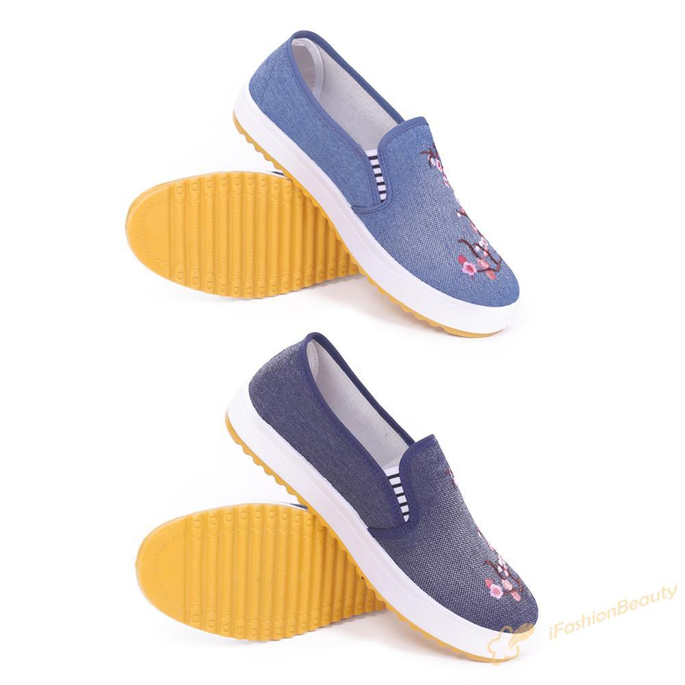 Giày Lười Nữ Thêu Hoa