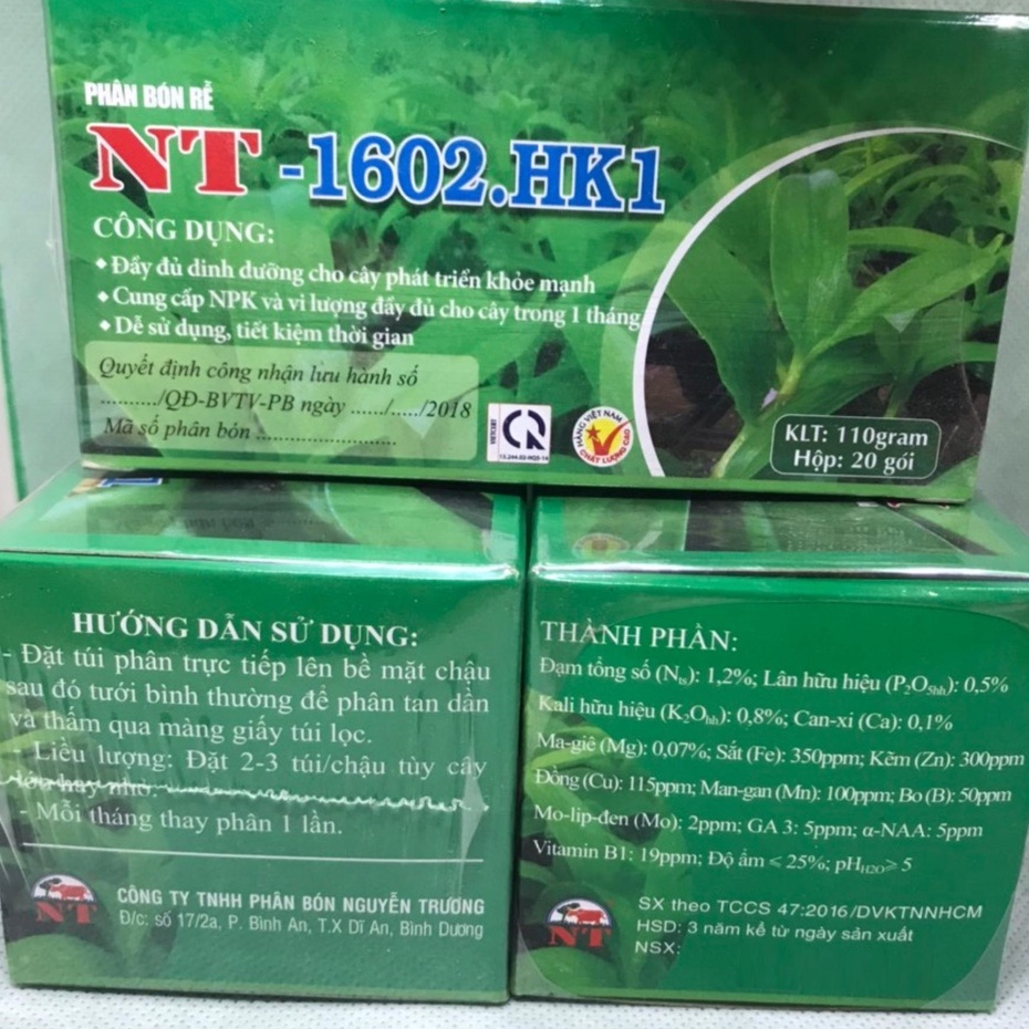 Phân Bón Chậm Tan Dạng Túi Lọc NT-1602 HK1 (Hộp 20 Túi), Cung Cấp Dinh Dưỡng Cho Phong Lan, Cây Cảnh