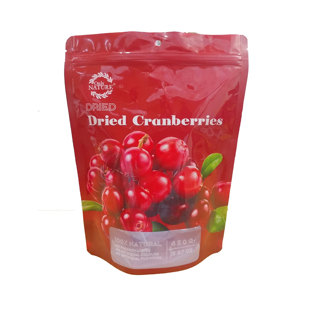 Nam việt quất sấy khô nguyên trái Only Nature 450g/ túi (Dried Cranberries)