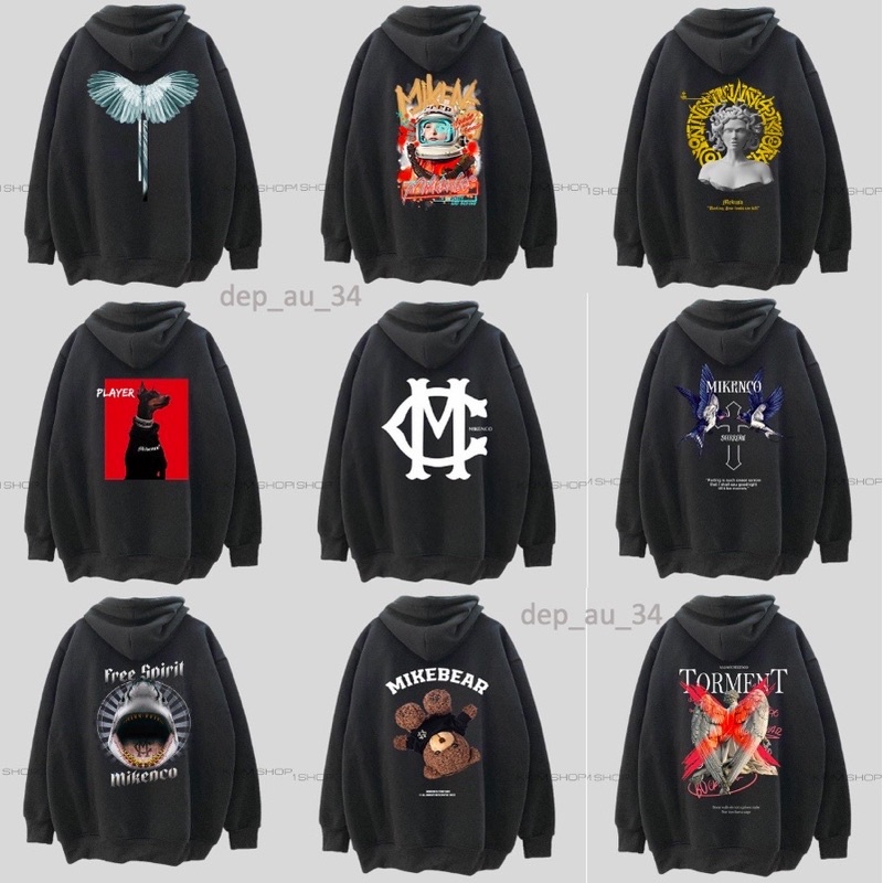 áo hoodie nỉ mũ 2 lớp mikenco và mũ 1 lớp mikenbear