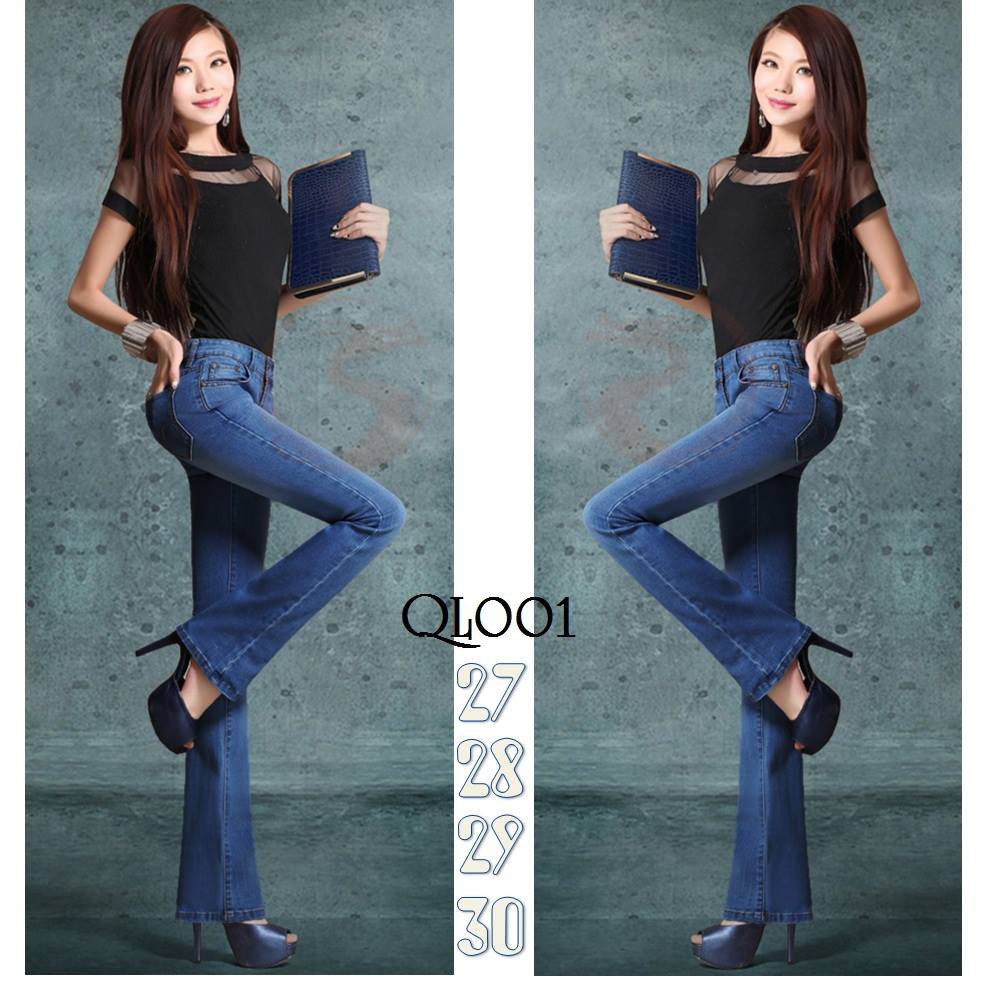 Quần jean ống loe thời trang co dãn 4 chiều không nhăn , không xù , chính hãng ROSATA QLO01