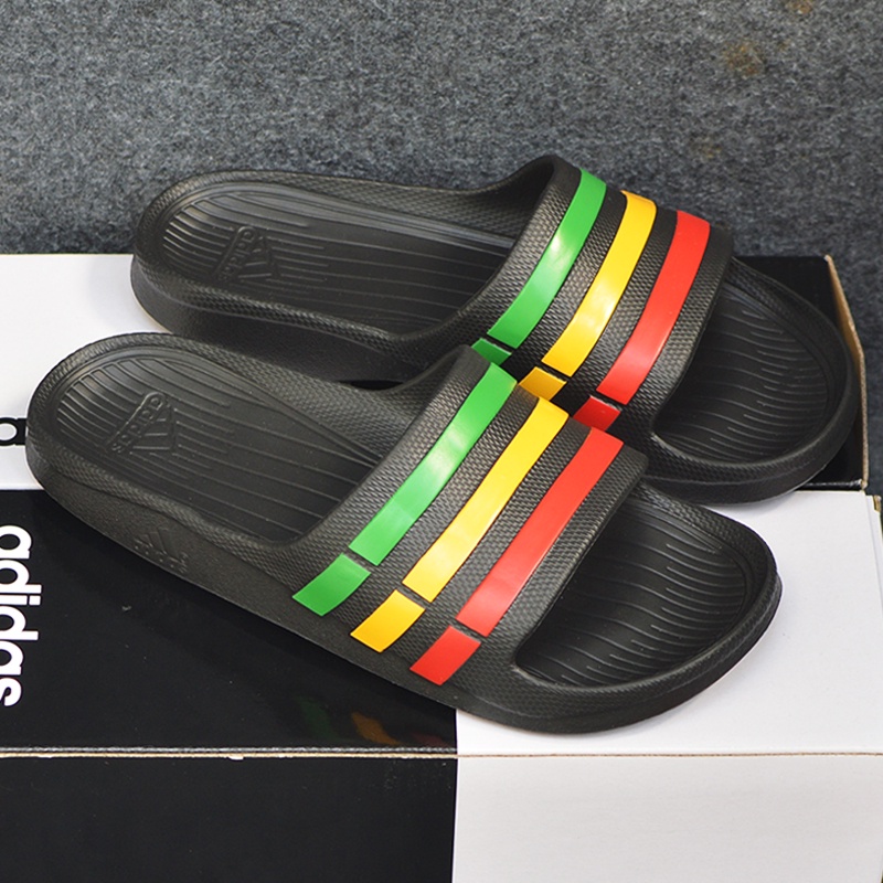 Dép Nam Nữ Thời Trang Chính Hãng màu đen sọc xanh vàng đỏ