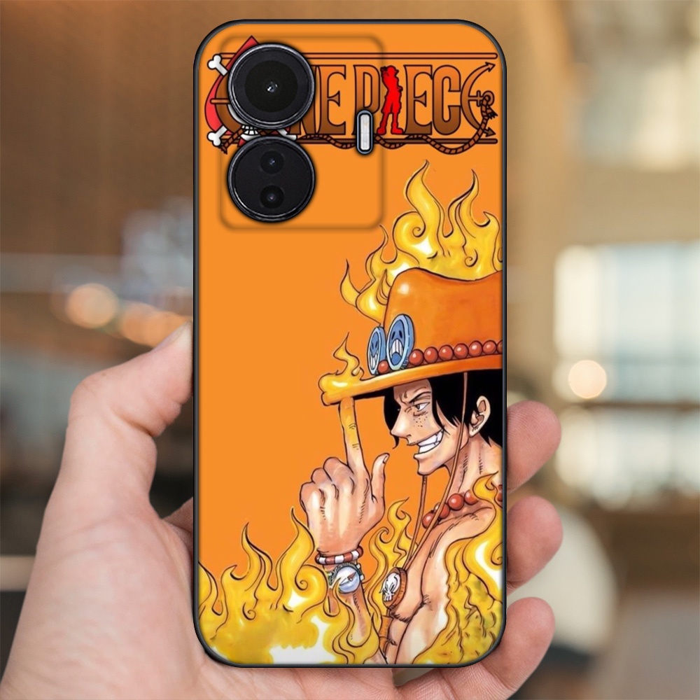 Ốp lưng Vivo T1 5G viền đen in hình Ace One Piece
