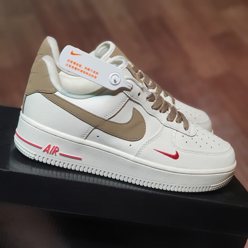 Giày thể thao nike_AF1 vệt nâu, Giày sneaker air force 1 low premium white brown nam nữ cực chất dễ phối đồ 2021