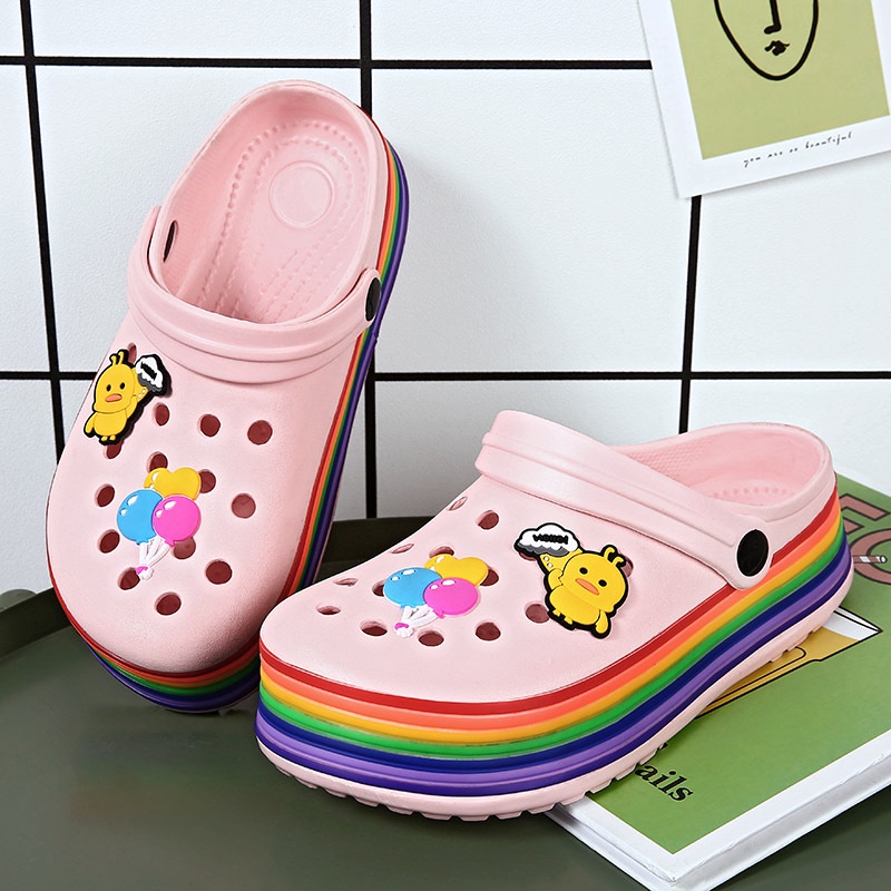 Dép Bít Mũi Đế Dày Chống Trượt Thiết Kế Đục Lỗ Mẫu Mới Thời Trang Mùa Hè Cho Nữ 2022