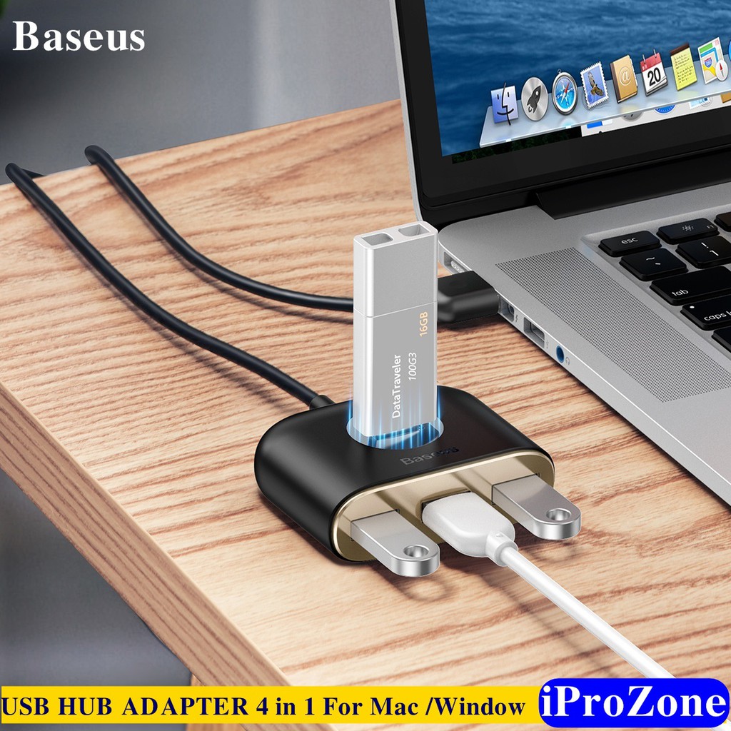 USB HUB ADAPTER chuyển đổi Baseus 4 in 1 SQUARE ROUND Tốc độ chuyền dữ liệu 5Gbps