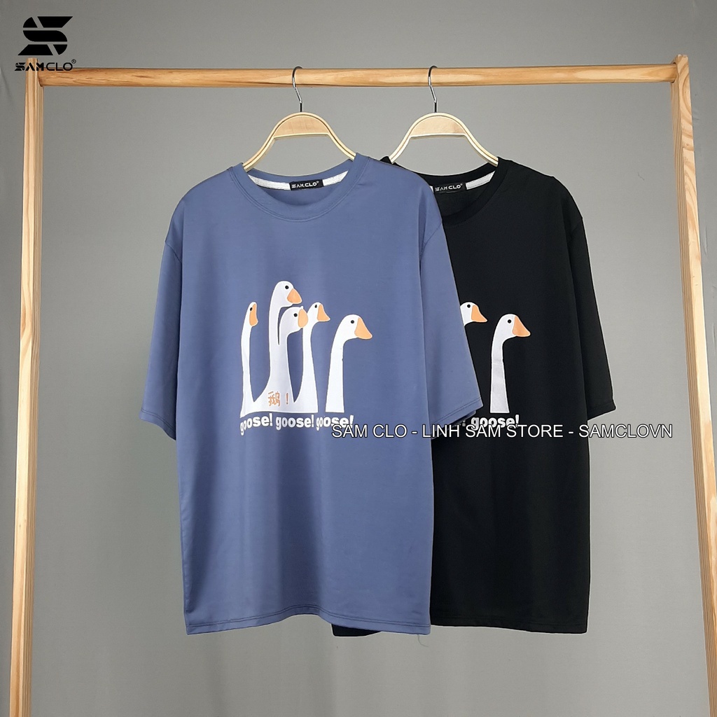 Áo thun tay lỡ nữ SAM CLO freesize phông form rộng dáng Unisex - Ulzzang mặc cặp, nhóm, lớp in hình ĐẦU VỊT chữ GOOSE