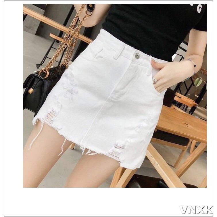 chân váy jean nữ rách ĐEN - TRẮNG SIÊU XINH -V1V3