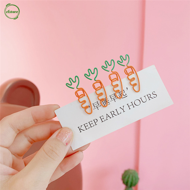 CF Carrot Shaped Metal Paper Clip Kawaii Bookmark Colour Vegetables Creative Cute Cartoon Office Student Supplies