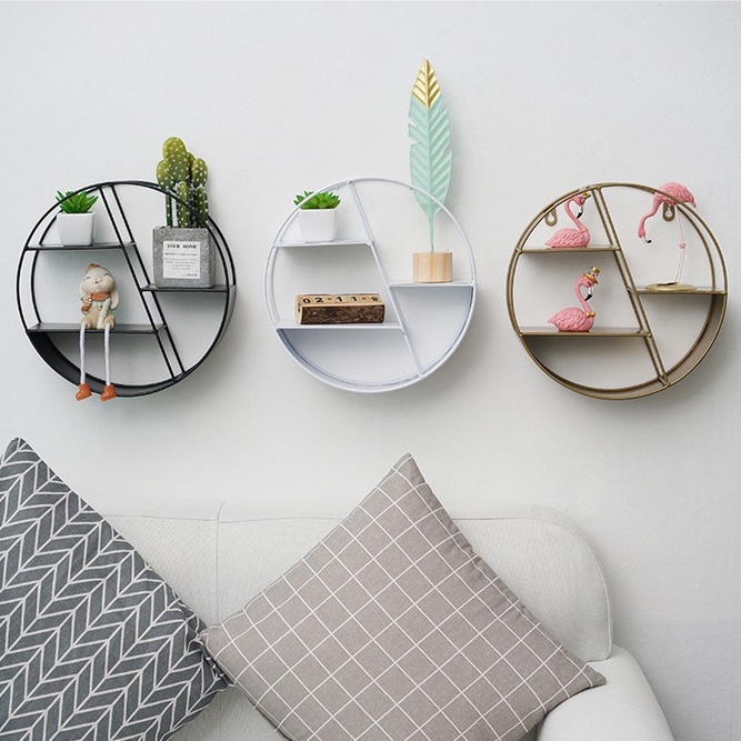 Giá treo tường hình tròn 3 tầng trang trí nhà cửa