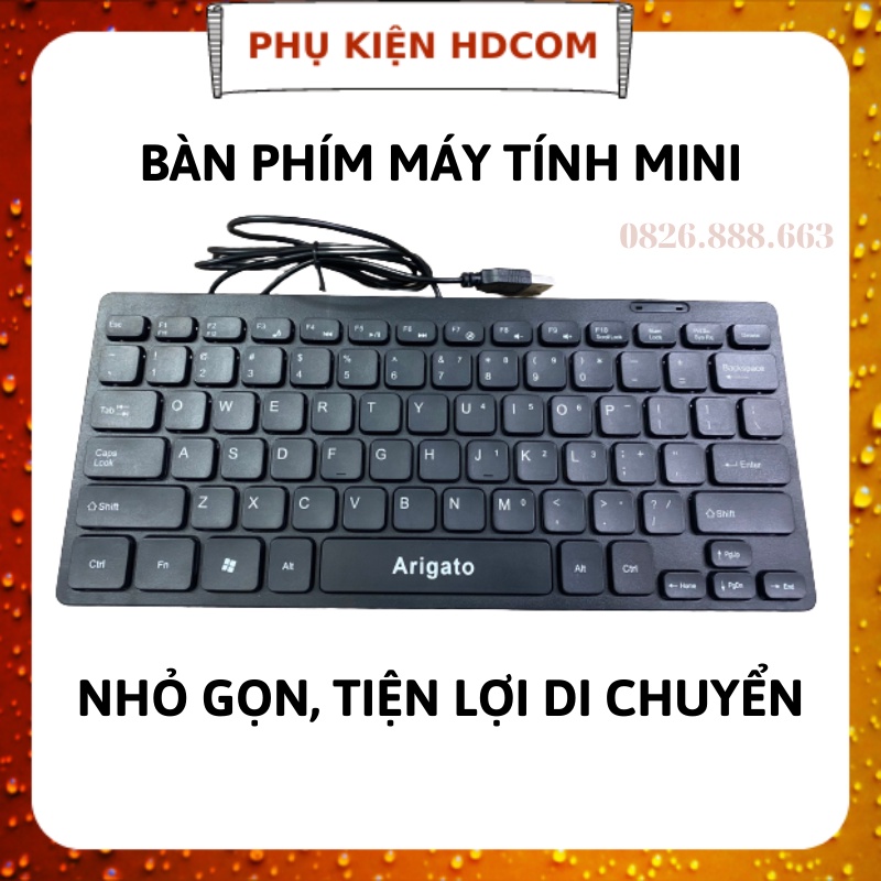 Bàn phím máy tính mini có dây Arigato nhỏ gọn