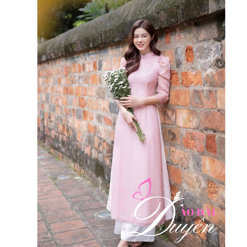 Áo dài cách tân 4 tà đính kết trai trên vai siêu đẹp phù hợp lễ tết