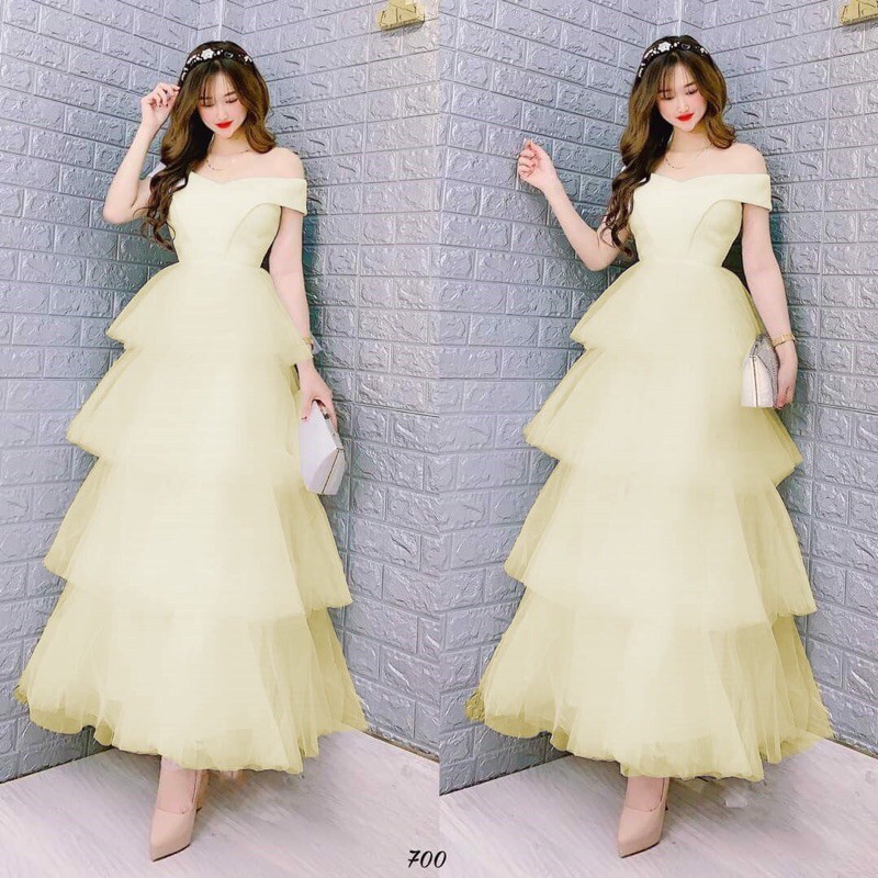 Kèm ảnh/video thật - ĐẦM XOÈ BẸT VAI XẾP TẦNG SANG TRỌNG - MS236V | BigBuy360 - bigbuy360.vn