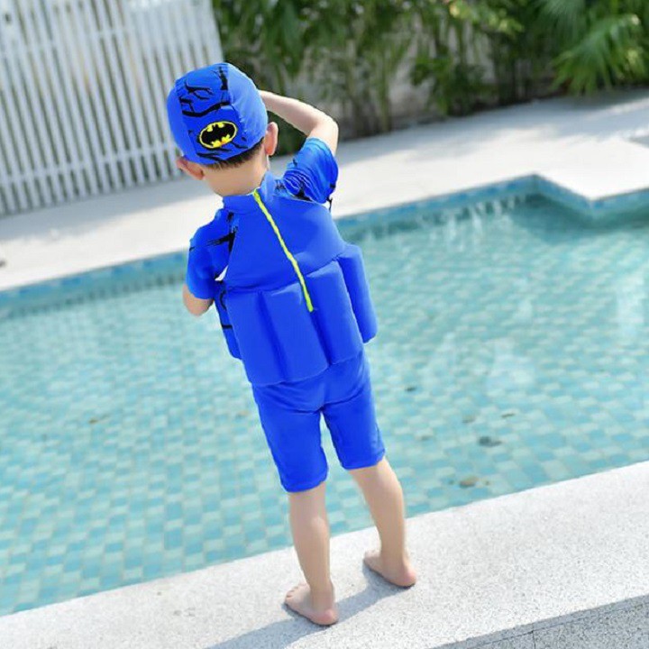 Bộ đồ bơi liền thân trợ nổi siêu nhân người dơi + nón bơi- Đồ bơi bé trai DBBT78
