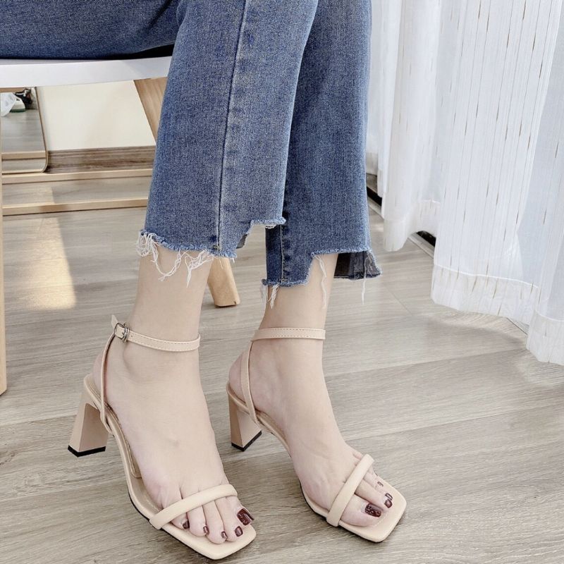 Sandal 6cm gót dẹp