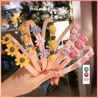 Băng đô cài tóc bờm xước tóc bằng nhựa bọc vải cho bé gái nhiều hoạ tiết thời trang Hàn Quốc cute  SEKA 2104.07 CS11