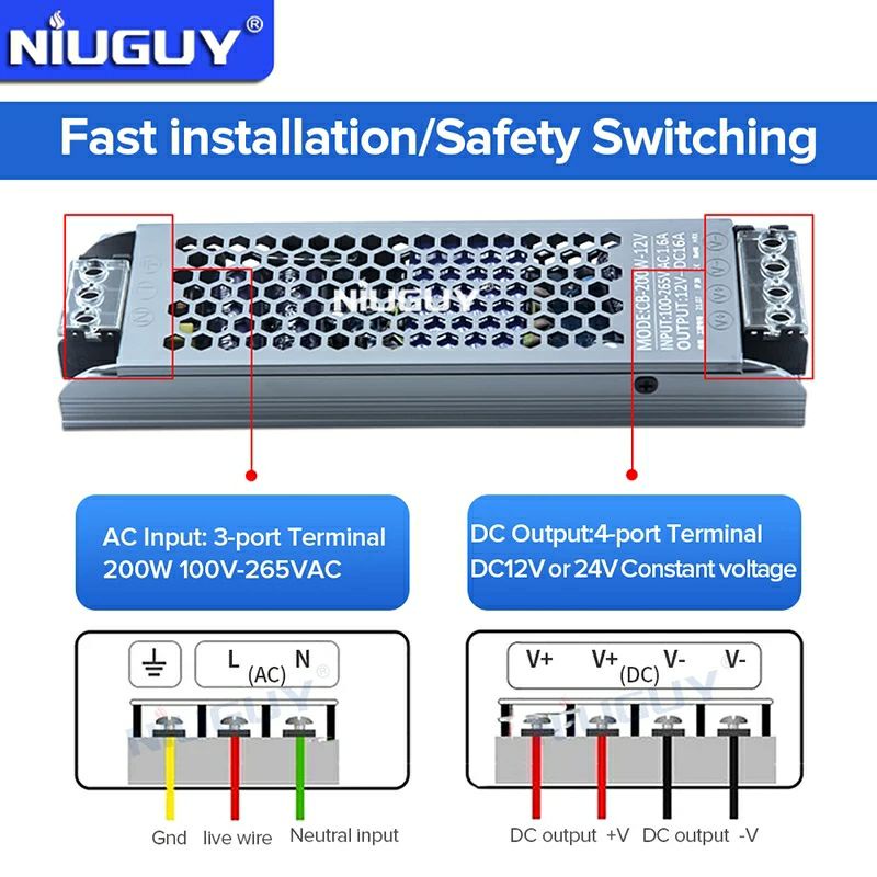 Nguồn tổ ong siêu mỏng 12V 24V 48V cho Led ốp trần, Led cầu thang, Led quảng cáo loại đẹp