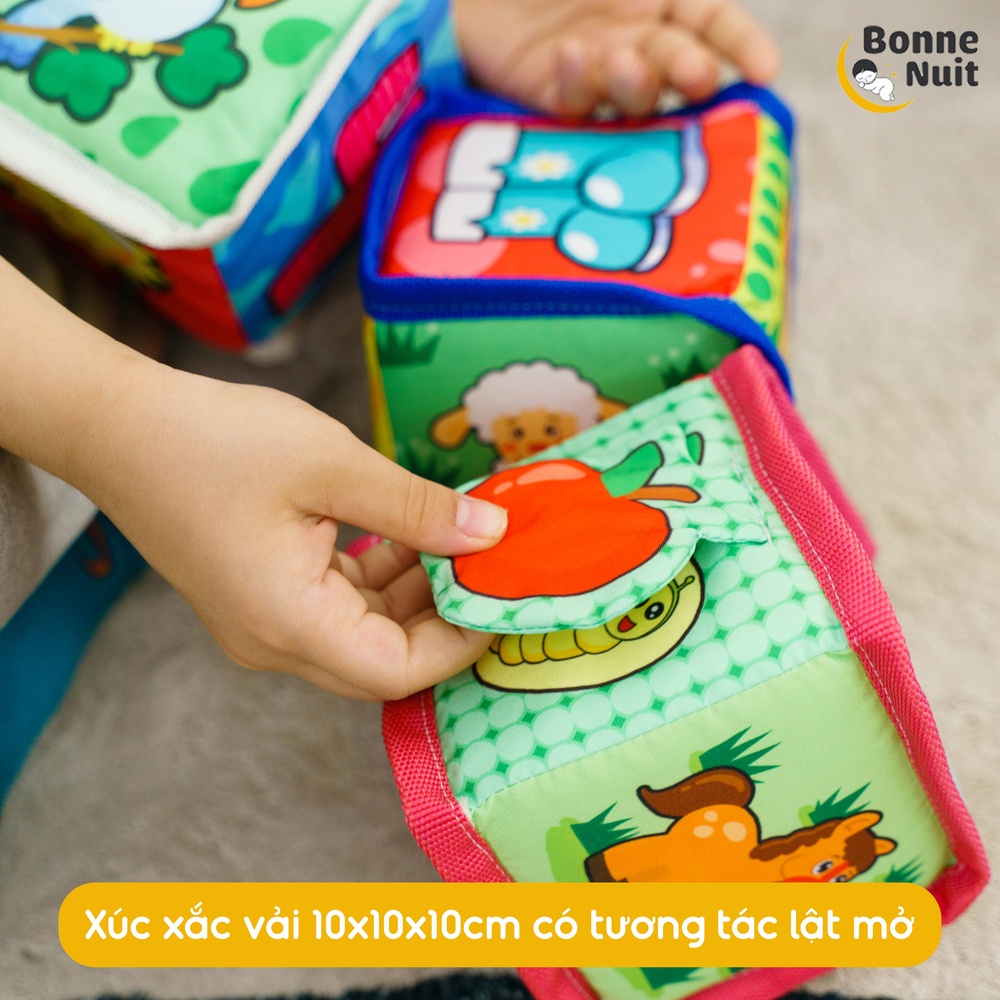 Bộ Xúc Xắc Vải 6 Hình Khối Cho Bé Vừa Chơi Vừa học Lalala Baby