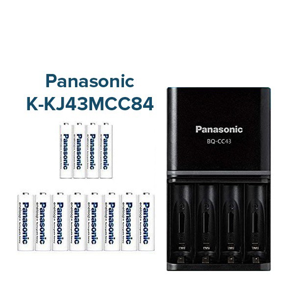 Bộ box sạc kèm 8 pin AA và 4 pin AAA Panasonic K-KJ43MCC84 - phiên bản nội địa made in Japan (Trắng)