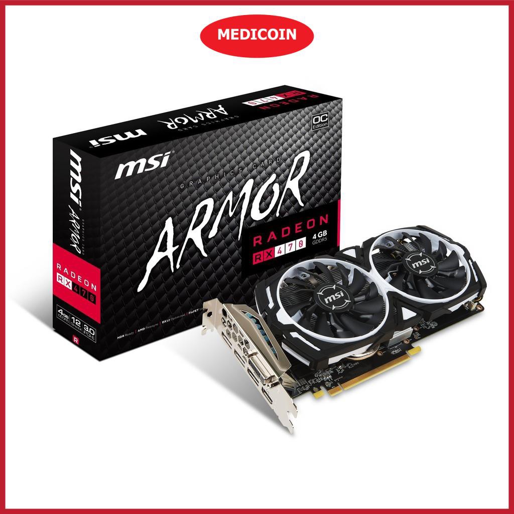 [ MediCoin ] - VGA MSI RX470 4G Armor D5 2 Fan ( Full Cổng ) - BH 5 năm