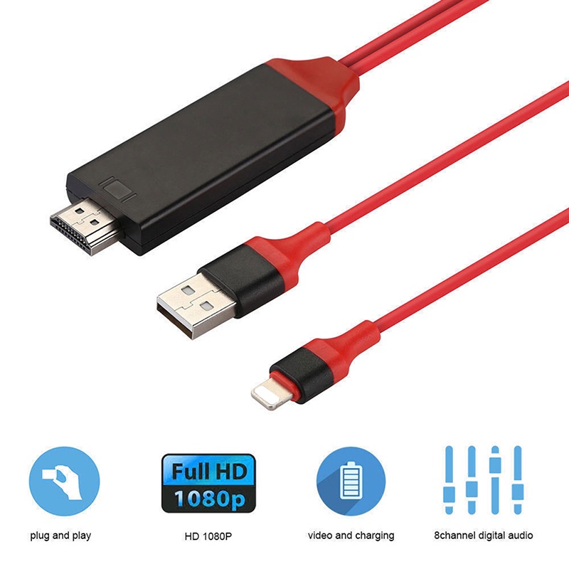 Cáp Chuyển Đổi Cổng Lightning Sang Hdmi Tv Av 2m 0610 Cho Iphone 7 7 + 6 6s 5 5s Ipad | BigBuy360 - bigbuy360.vn