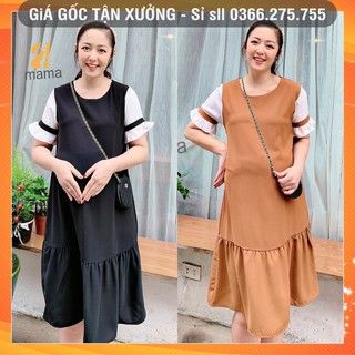 Váy bầu thiết kế dự tiệc công sở mùa hè suông đuôi cá tay bèo xinh đẹp giá rẻ V51