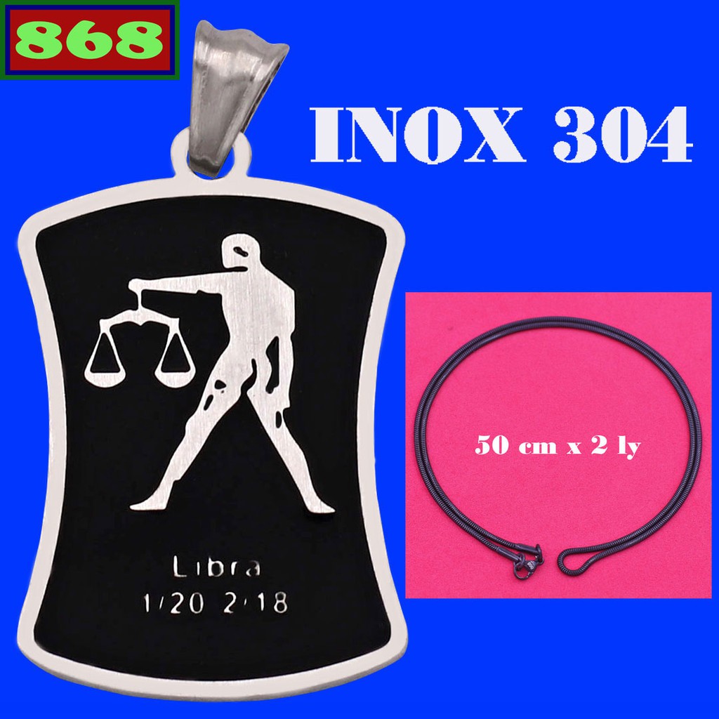 Vòng cổ inox rắn đen cung Thiên Bình inox VIRECTBT