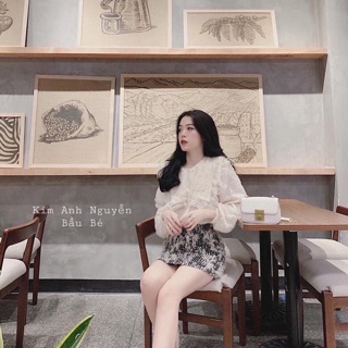 Set áo ren + chân váy dạ hot ( ảnh thật kèm video )