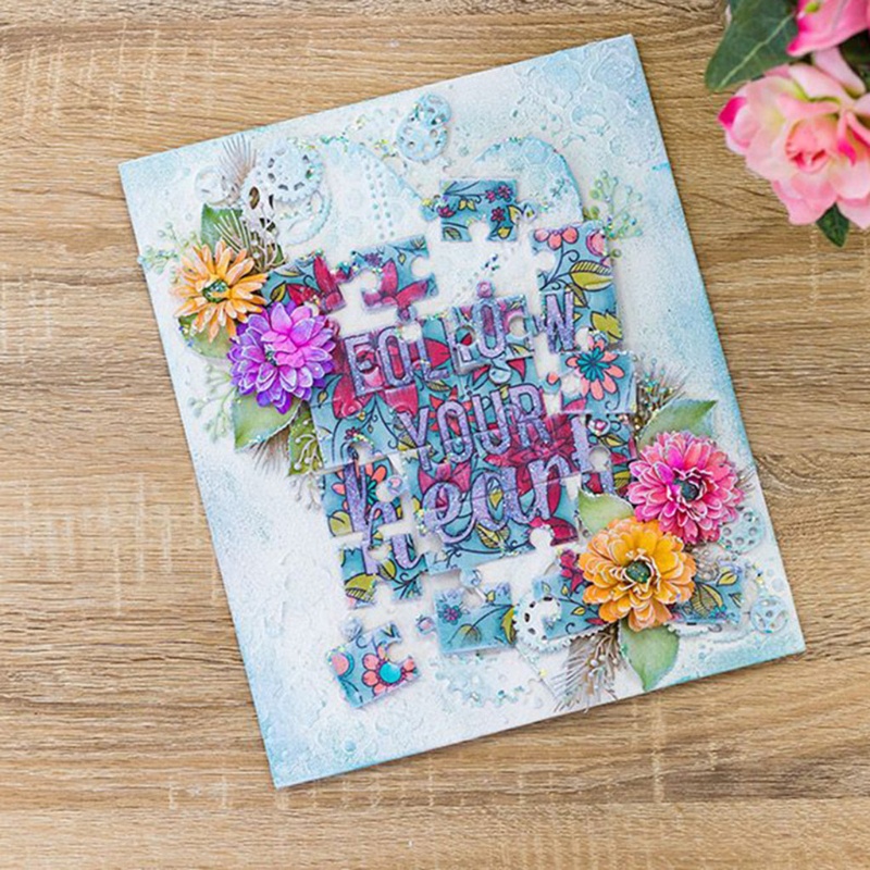 Khuôn Cắt Giấy Làm Từ Kim Loại Hình Mảnh Ghép Hình Trang Trí Scrapbook