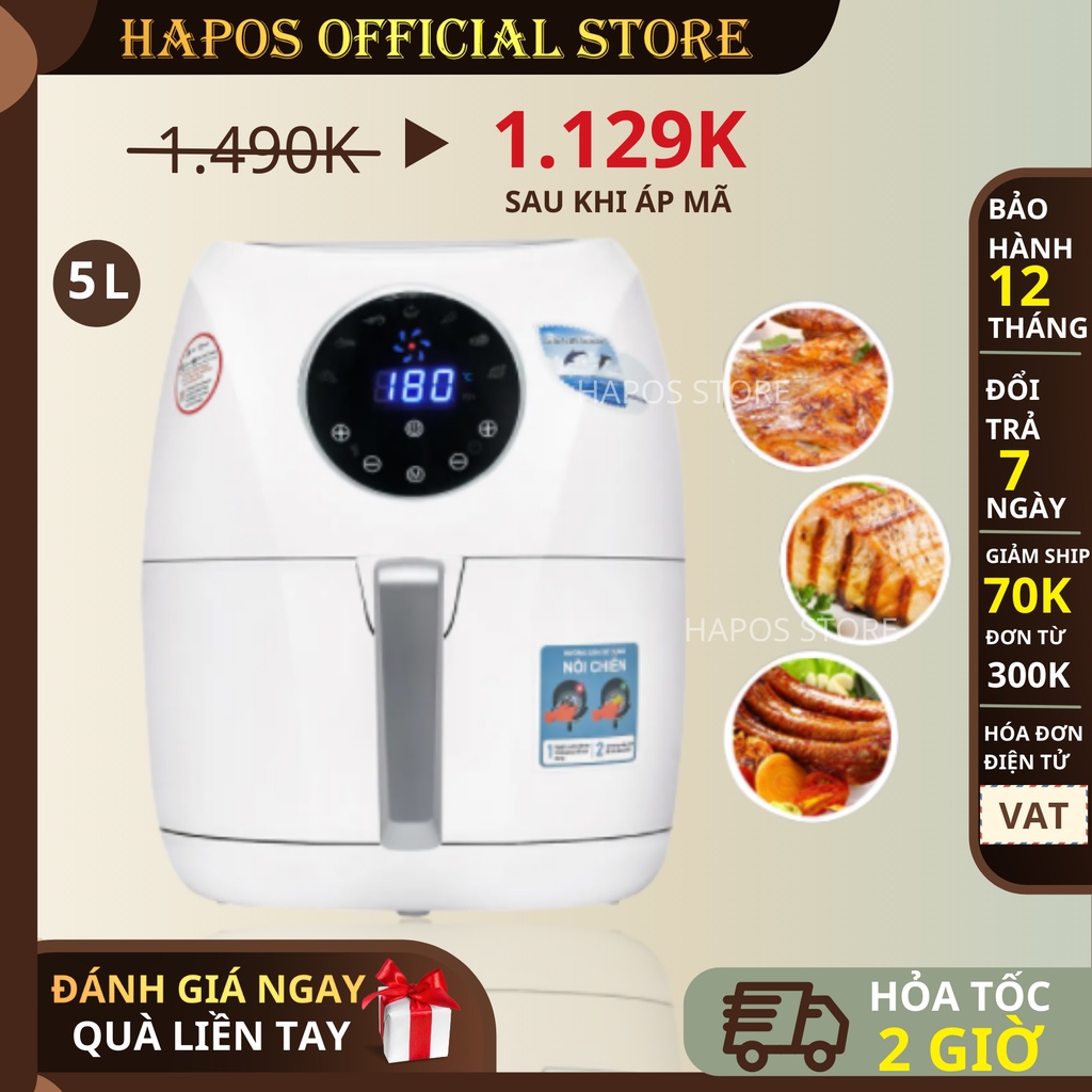 Nồi chiên không dầu điện tử Perfect 5L PF-D88 / D92 - Hapos phân phối chính hãng