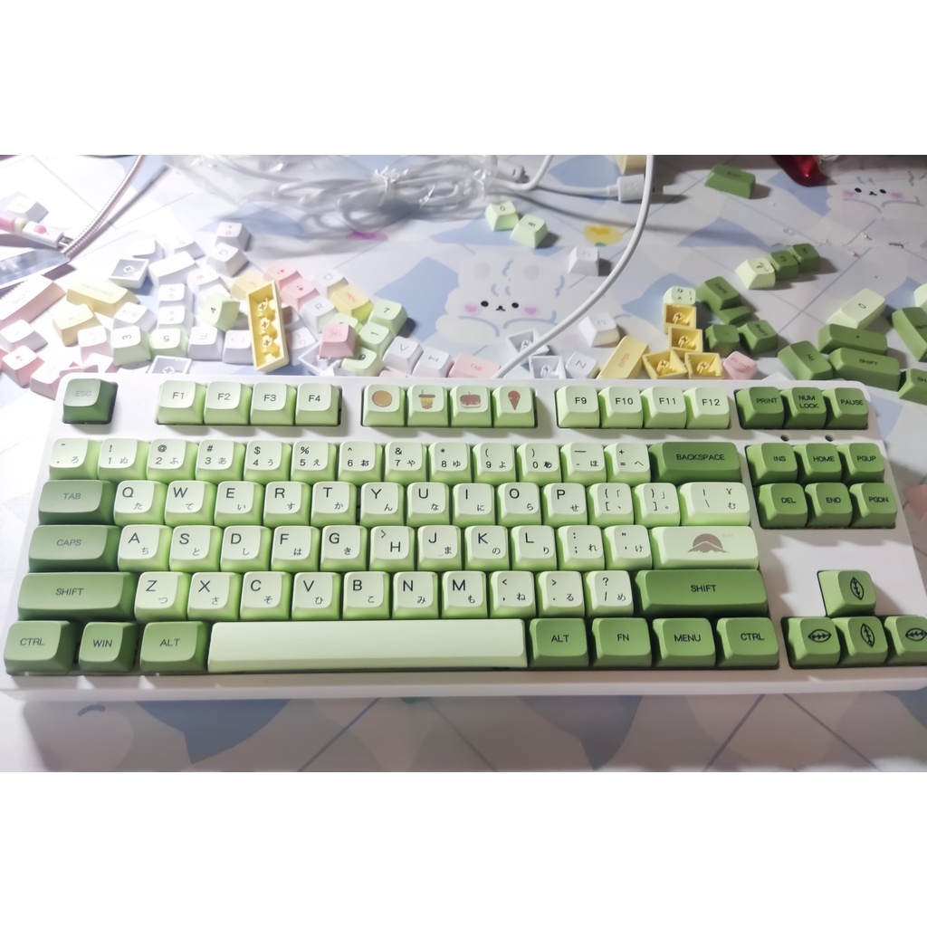 Bộ Keycap PBT nút bàn phím cơ profile XDA Matcha, Eva Red