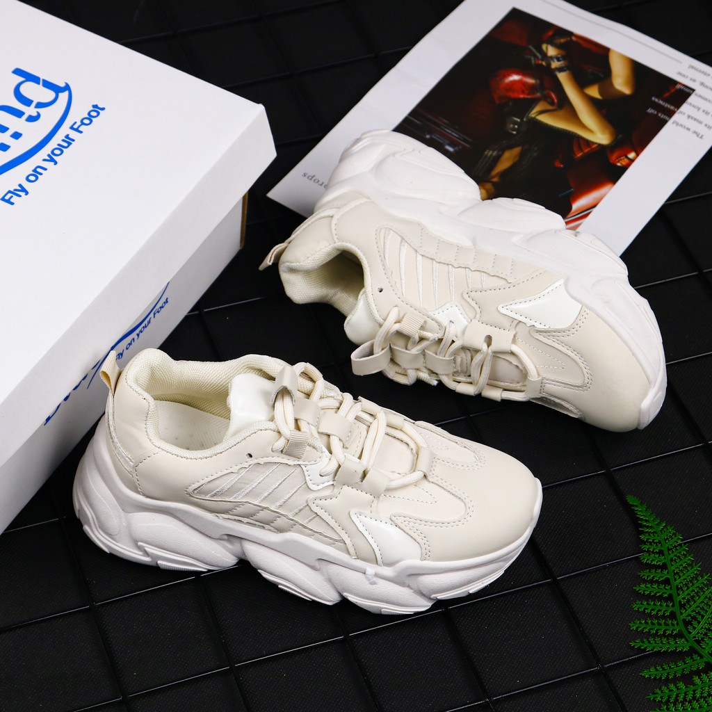 Giày Sneaker Trơn Giày Thể Thao Nữ Đế Cao Da Mềm Kiểu Dáng Hàn Quốc BLUEWIND 68741