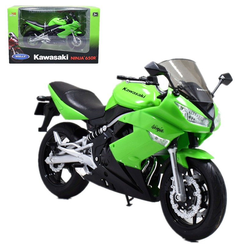 Mô hình moto Kawasaki Ninja 650R tỉ lệ 1:10 WELLY