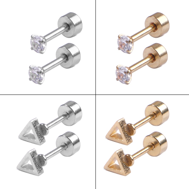 Set 18 Đôi Khuyên Tai Bằng Thép Không Gỉ Không Gây Dị Ứng